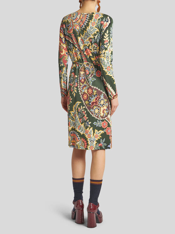 Shop Etro Printed Jersey Tunic Dress In Green