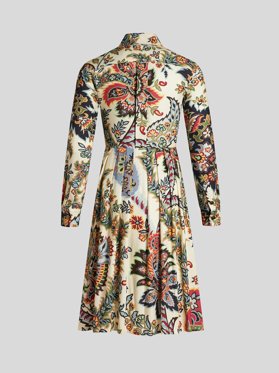 Shop Etro Shirt Dress With Paisley Print In Beige