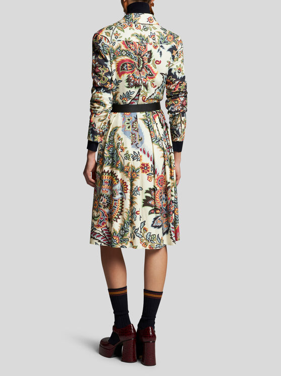 Shop Etro Shirt Dress With Paisley Print In Beige