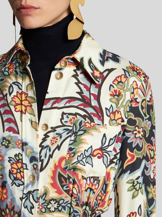 Shop Etro Shirt Dress With Paisley Print In Beige