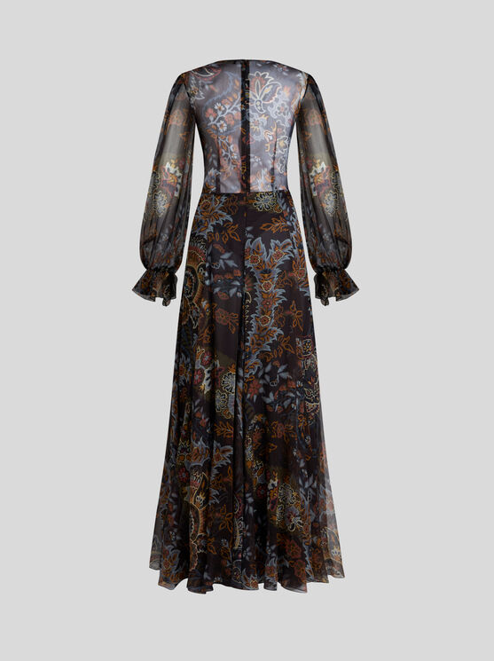 Shop Etro Printed Silk Dress In Black