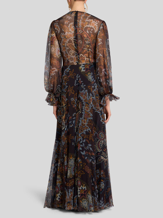 Shop Etro Printed Silk Dress In Black