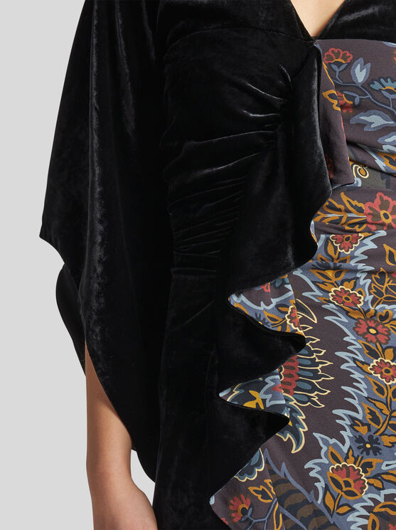 Shop Etro Midi Dress With Paisley Print In Black