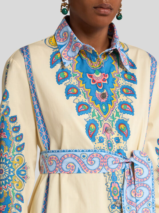 Etro Hemdblusenkleid Aus Bedruckter Baumwolle In Weiss