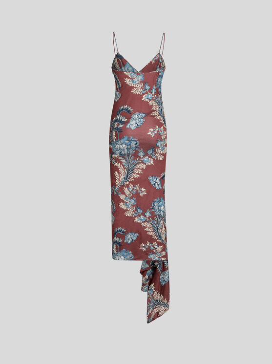 Etro Printed Jersey Midi Dress In Bordeaux