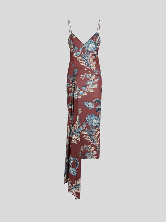 Etro Printed Jersey Midi Dress In Bordeaux