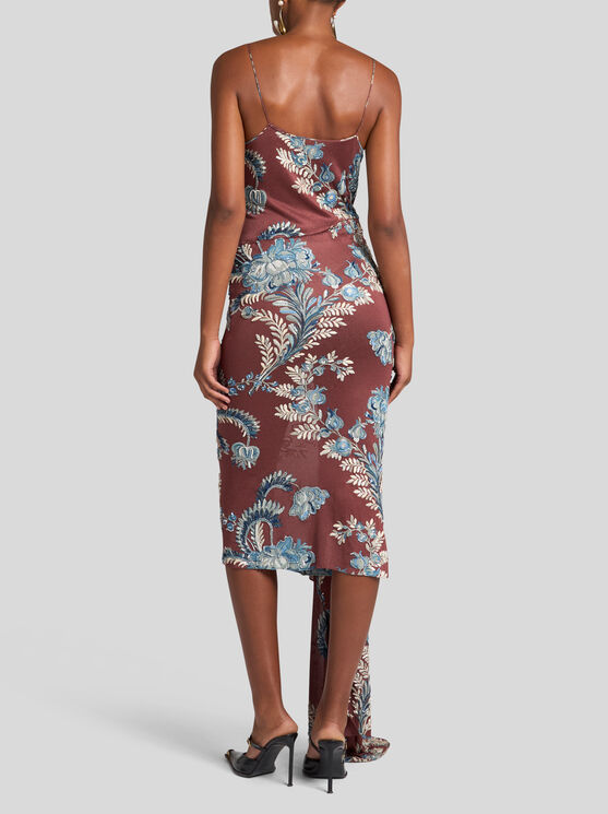 Etro Printed Jersey Midi Dress In Bordeaux