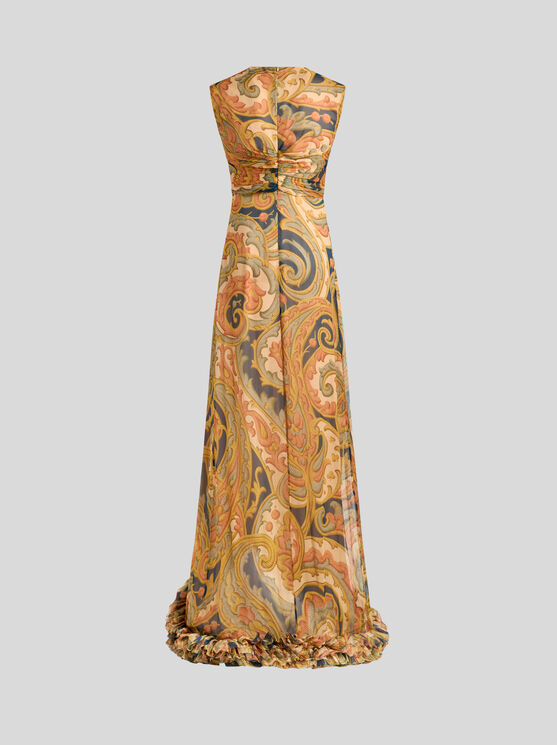 Etro , Printed Silk Bustier Dress With Ruching, Woman, Navy Blue, Size 44 In Navyblau