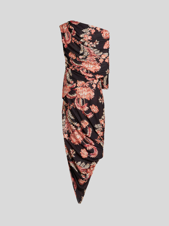 Shop Etro Printed Jersey Dress In Black