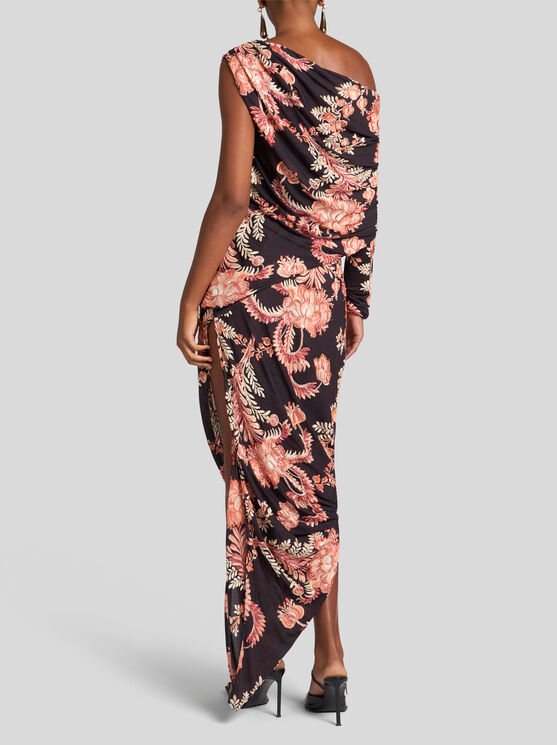 Shop Etro Printed Jersey Dress In Black