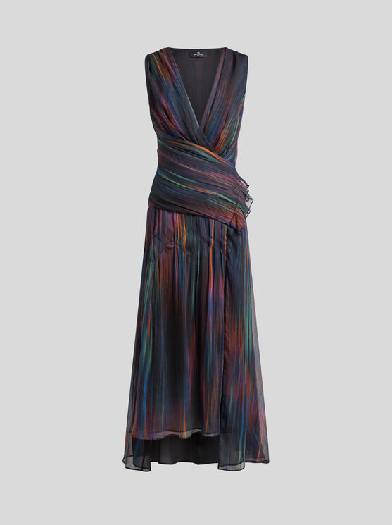 Shop Etro Printed Silk Dress In Rosa