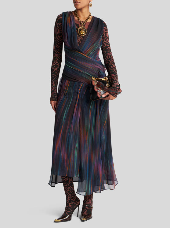 Shop Etro Printed Silk Dress In Rosa