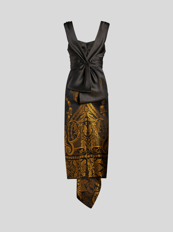 Shop Etro Jacquard Dress With Draping In Gelb