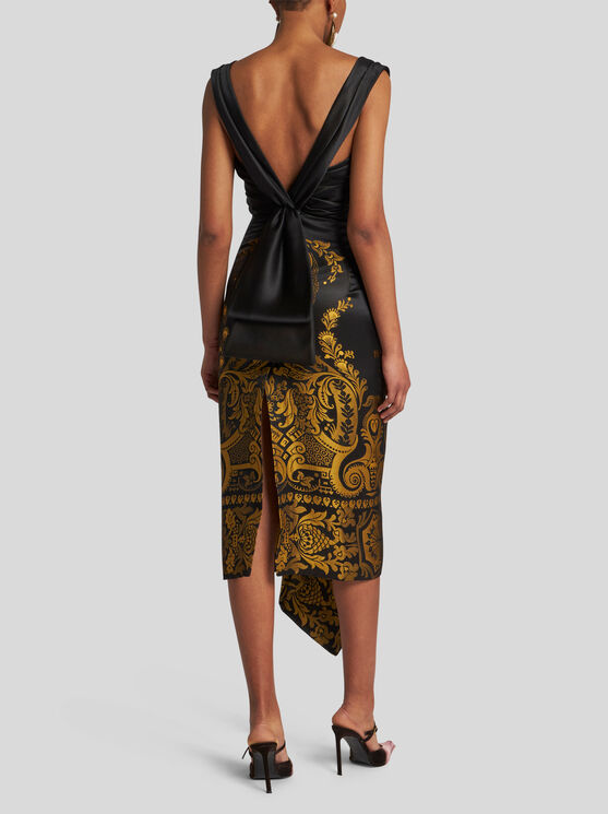 Shop Etro Jacquard Dress With Draping In Gelb