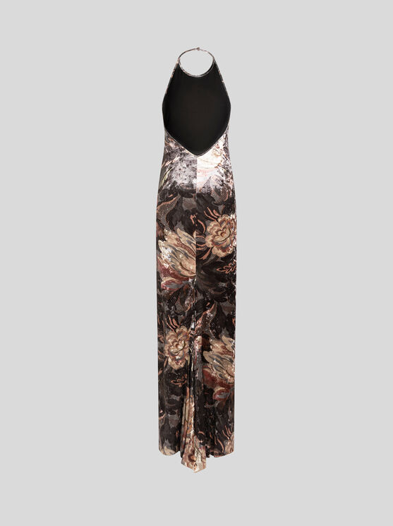 Shop Etro Long Printed Chenille Dress In Grey