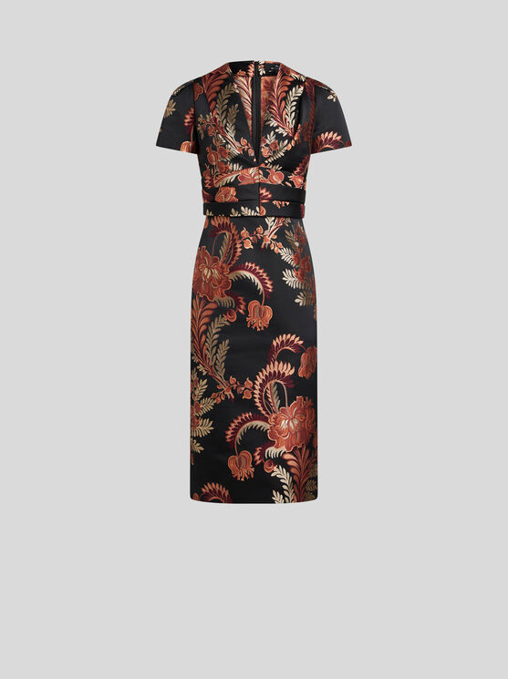 Shop Etro Jacquard Dress In Multicolour