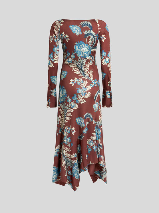 Shop Etro Printed Jersey Dress In Bordeaux