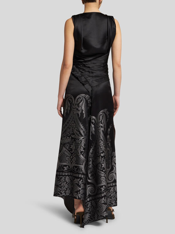 Shop Etro Silk Jacquard Dress In Grau