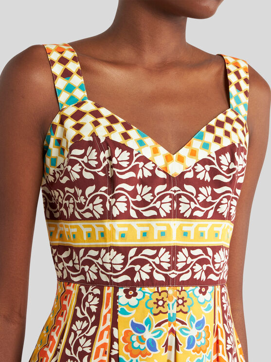 Etro Geo Floral Cotton Poplin Sundress