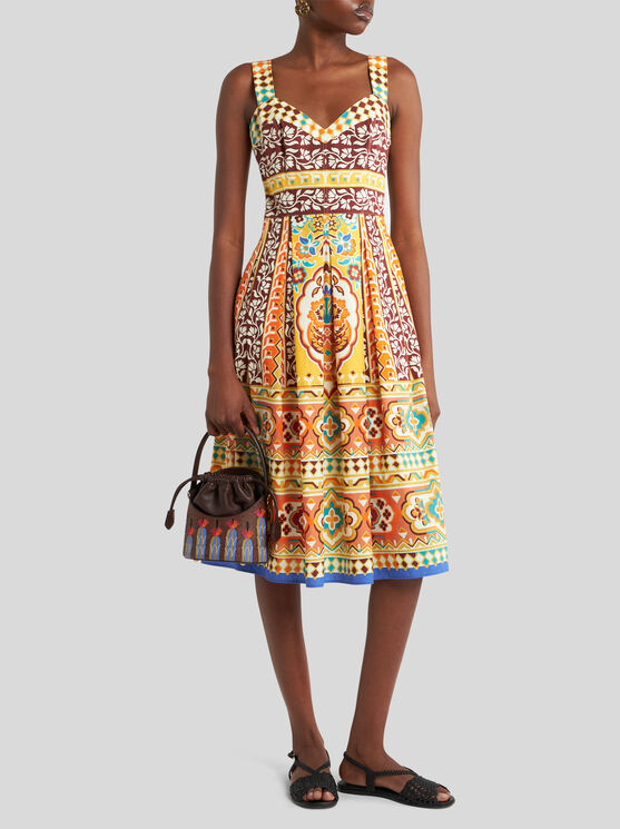 Etro Geo Floral Cotton Poplin Sundress