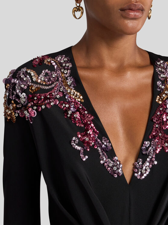 Etro Kleid Aus Bestickter Seide In Schwarz