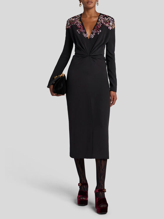 Etro Kleid Aus Bestickter Seide In Schwarz