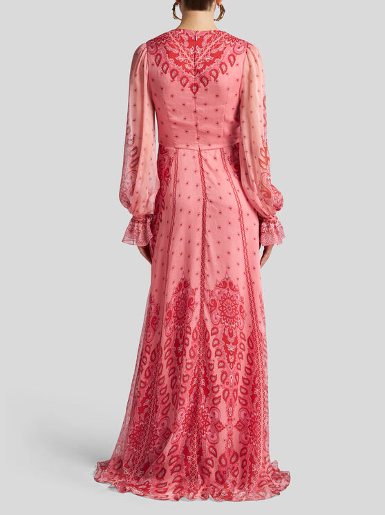 Etro Printed Twisted Silk Maxi Dress In Pink