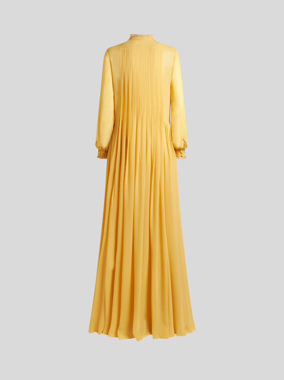 Etro Plissiertes Kleid Aus Seide In Gelb