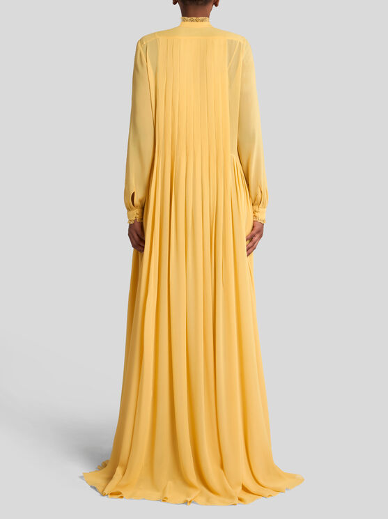Etro Plissiertes Kleid Aus Seide In Gelb