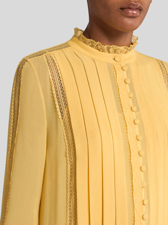 Etro Plissiertes Kleid Aus Seide In Gelb