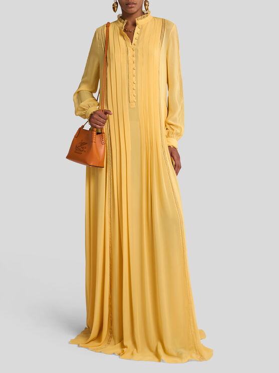 Etro Plissiertes Kleid Aus Seide In Gelb