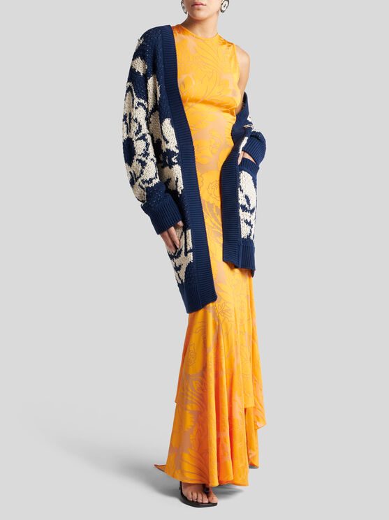 Etro Orange Long Dress With Semi-transparent Design And Cut Out Detail On The Back In Viscose Blend Woman In Orange