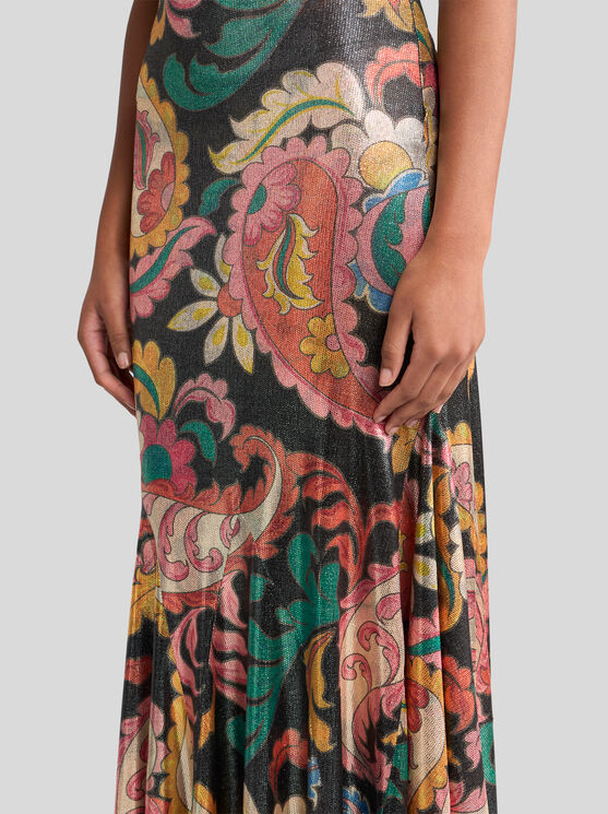 Etro Kleid Aus Laminiertem Jersey Mit Maxi-paisley-print In Multicolor