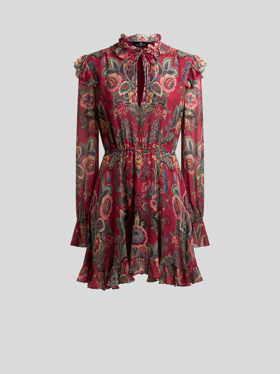 Etro High Neck Floral Print Mini Dress