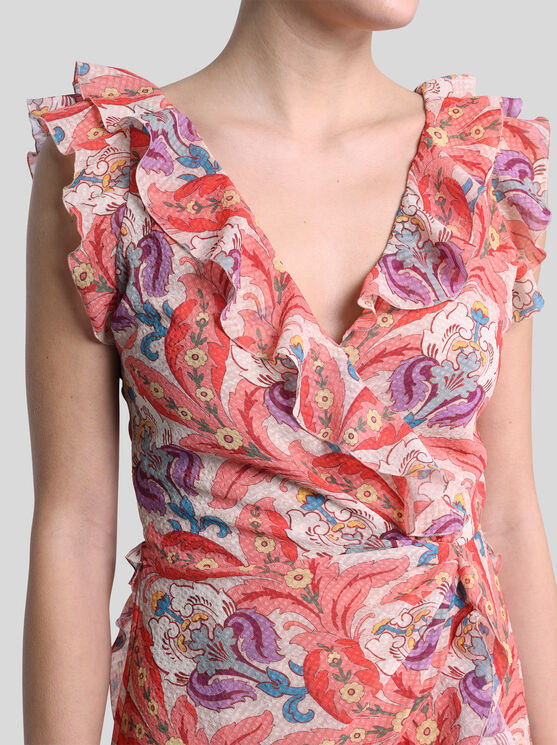 Etro Long Dress With Ruffles And Cut-out