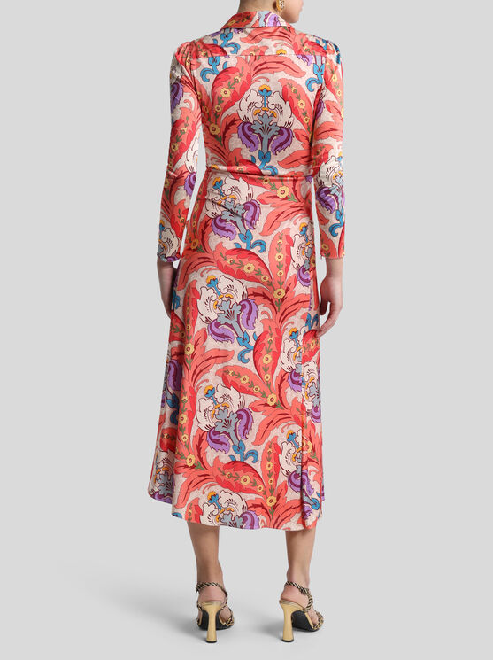 Etro Paisley Print Long Sleeve Jersey Midi Dress