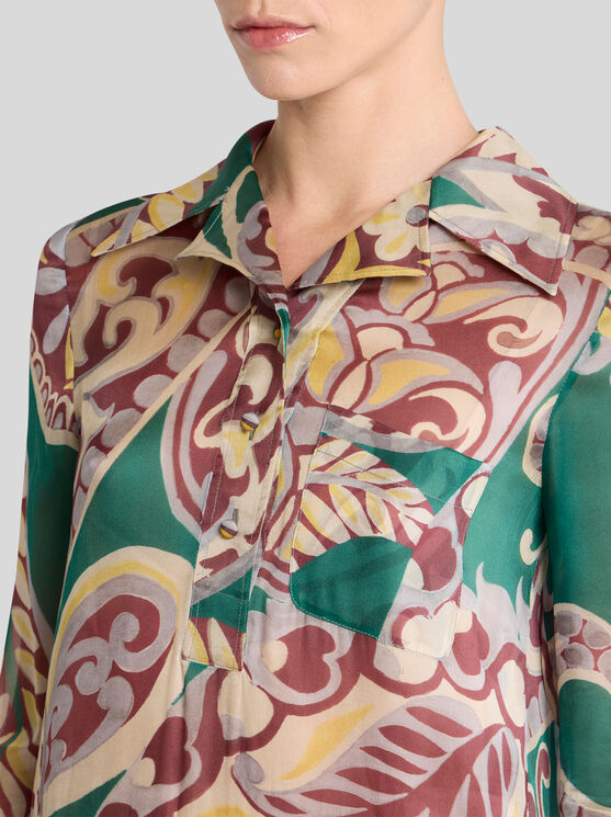 Etro , Langes Kleid Aus Seide Mit Floralem Paisley-motiv, Damen, Grün, Grösse 40 In Green