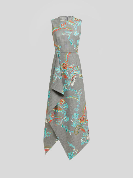 Etro Asymmetric Floral-print Dress In Multi
