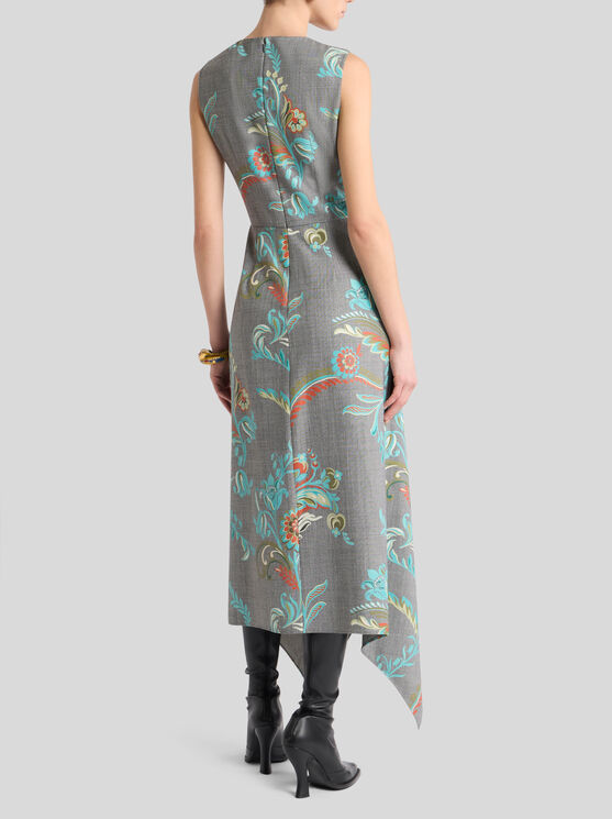 Etro Asymmetric Floral-print Dress In Multi