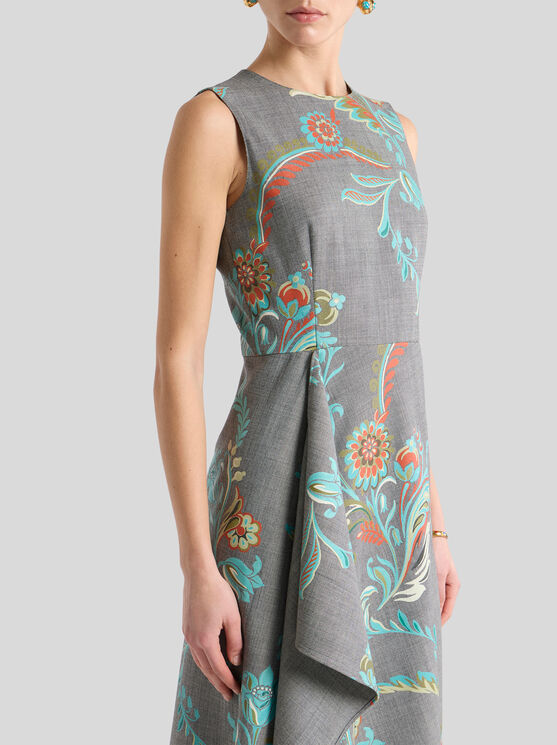 Etro Asymmetric Floral-print Dress In Multi