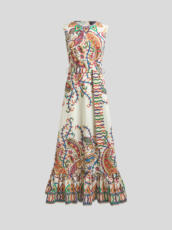 Etro Floral Paisley-print Cotton Maxi Dress In Multi