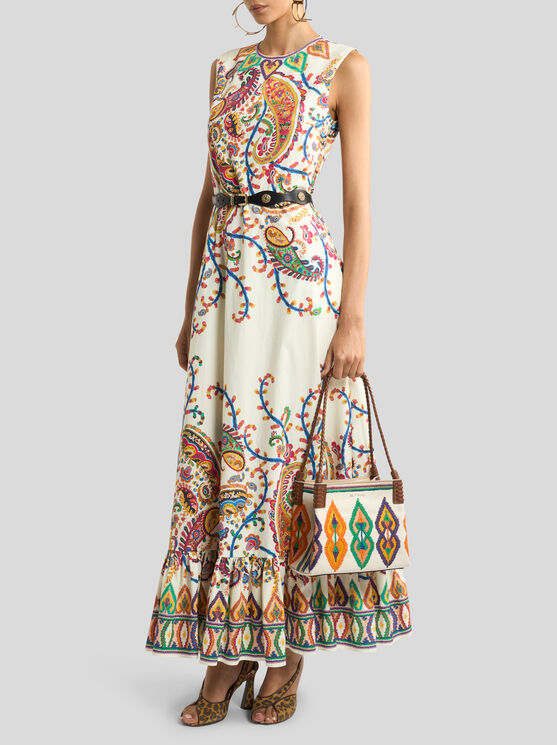 Etro Floral Paisley-print Cotton Maxi Dress In Multi