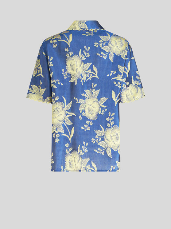 Shop Etro Floral Jacquard Shirt In Navy Blue