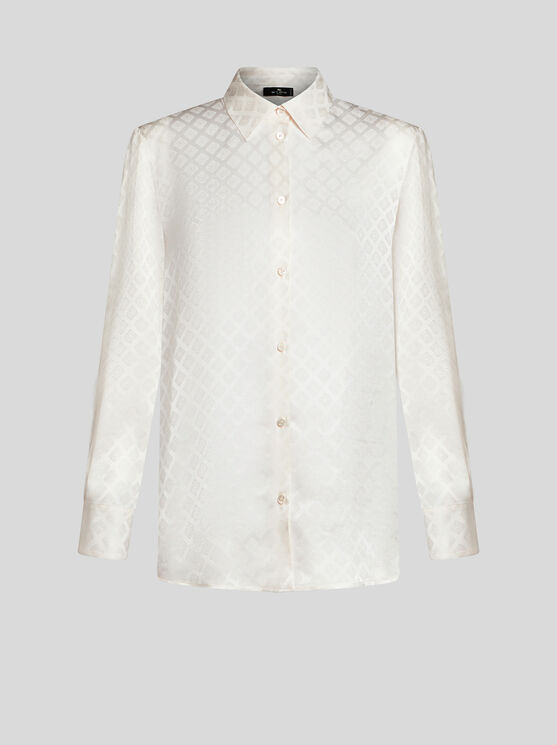 Shop Etro , Silk Jacquard Shirt, Woman, White, Size 44