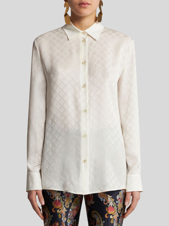 Shop Etro , Silk Jacquard Shirt, Woman, White, Size 44