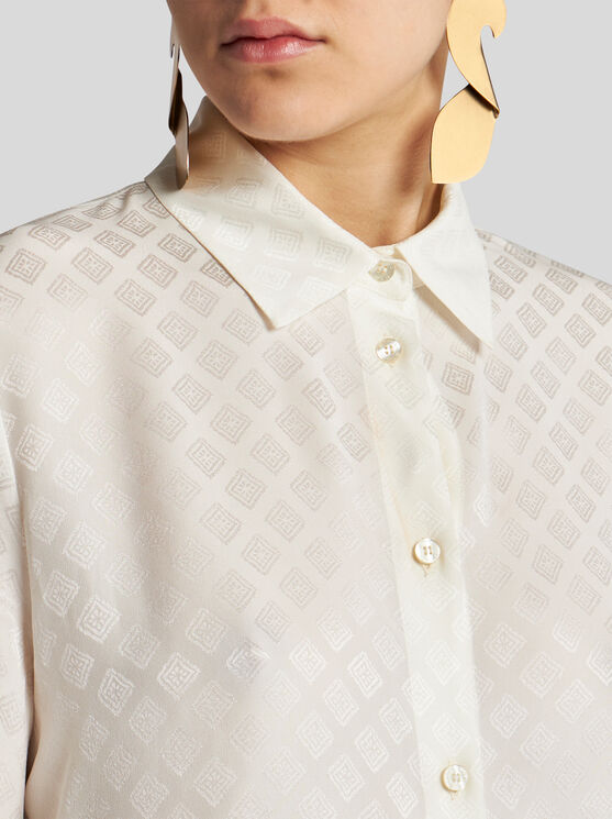Shop Etro , Silk Jacquard Shirt, Woman, White, Size 44