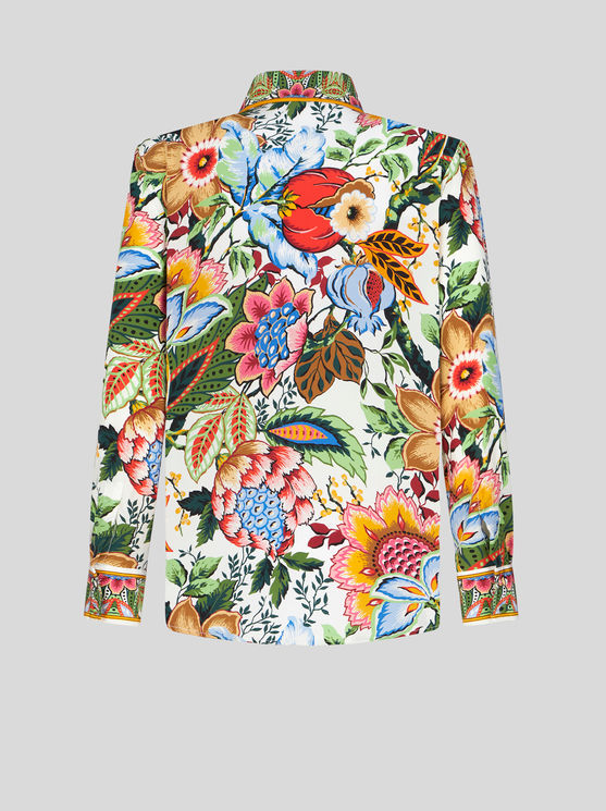 Shop Etro Crepe De Chine Shirt With Bouquet Print In Multicolour