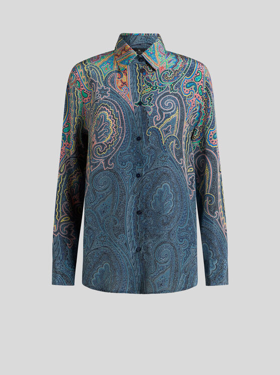 Etro Arnica Tunic Button Front Blouse In Green