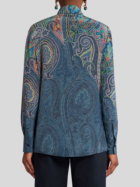 Etro Arnica Tunic Button Front Blouse In Green