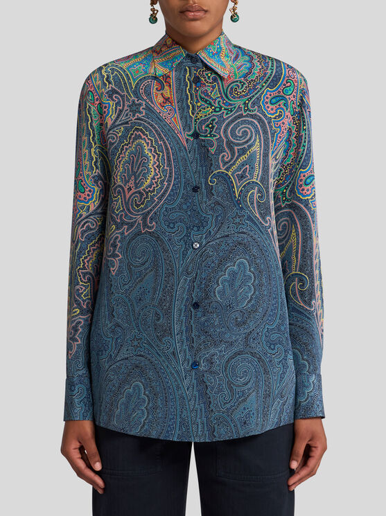 Etro Arnica Tunic Button Front Blouse In Green